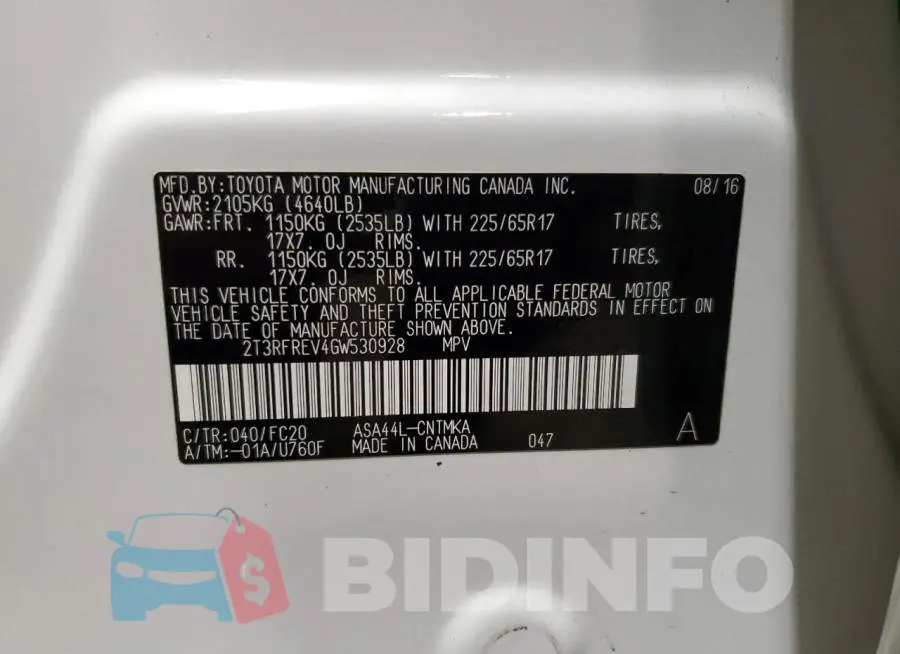 2T3RFREV4GW530928 Photo# 14