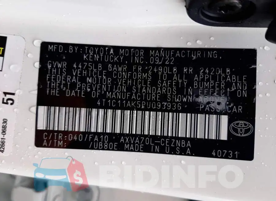 4T1C11AK5PU093936 Photo# 13