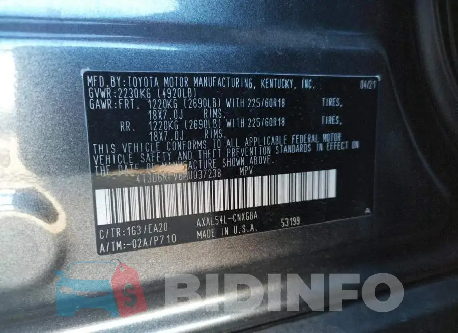 4T3D6RFV6MU037238 Photo# 14