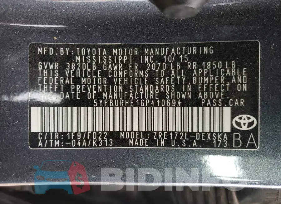 5YFBURHE1GP410694 Photo# 10