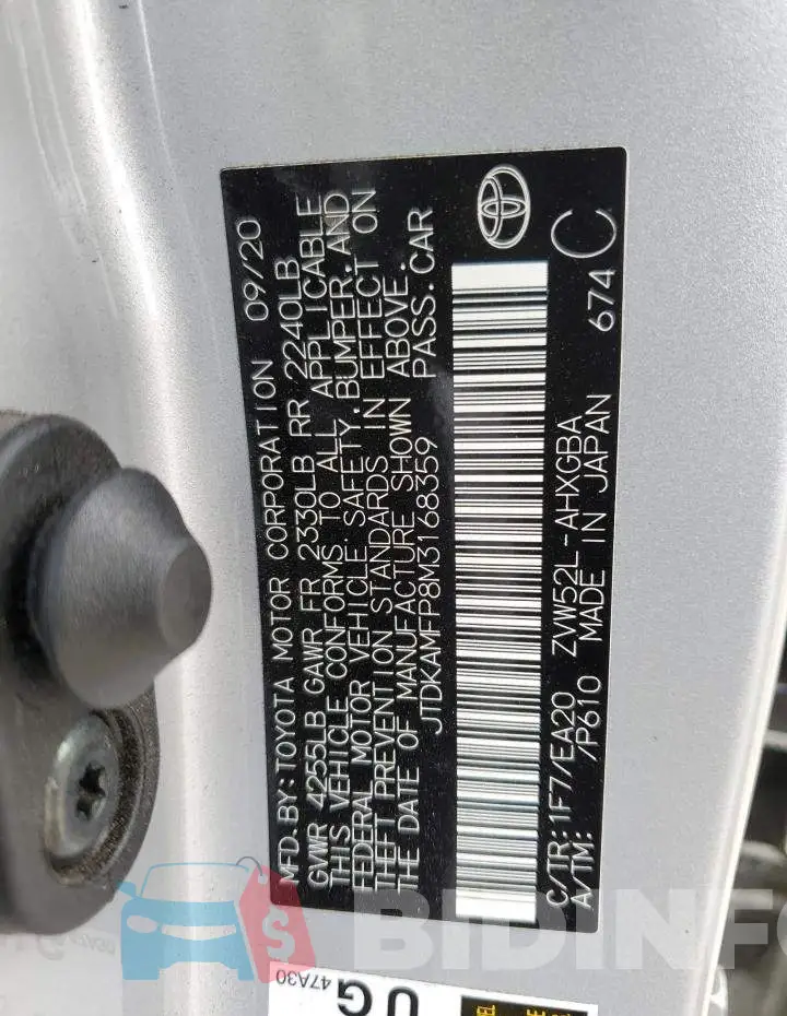 JTDKAMFP8M3168359 Photo# 10
