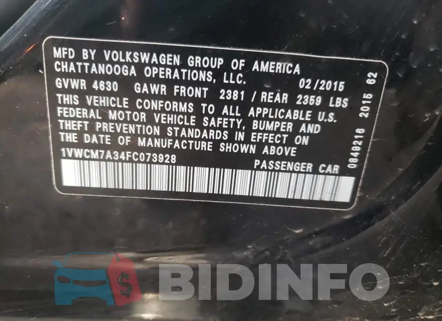 1VWCM7A34FC073928 Photo# 12