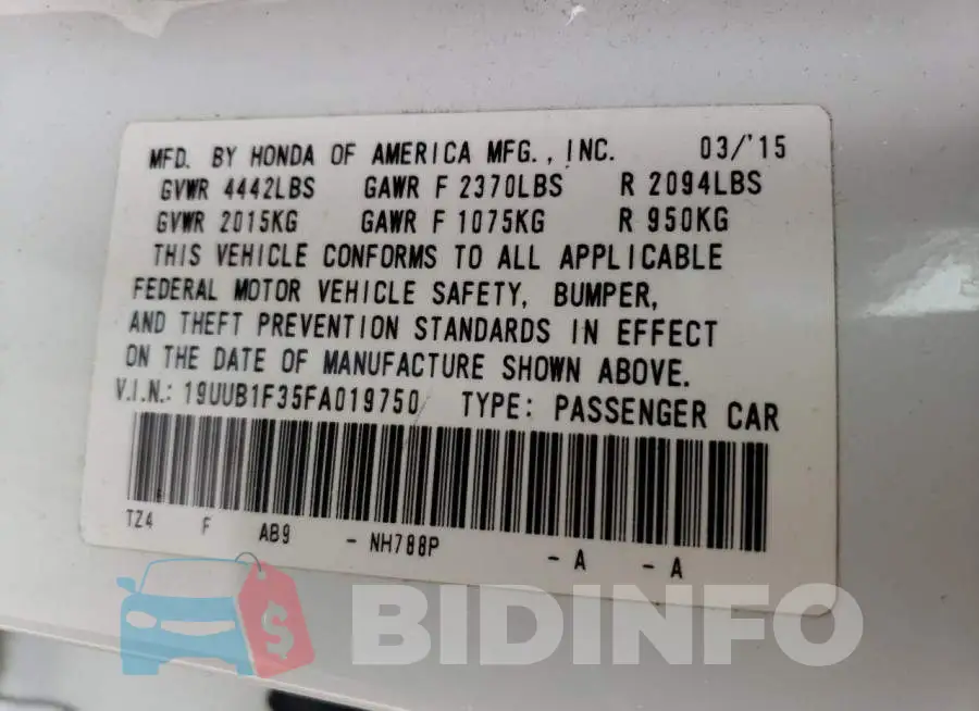 19UUB1F35FA019750 Photo# 12