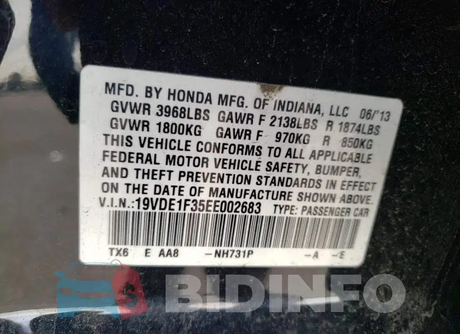 19VDE1F35EE002683 Photo# 10
