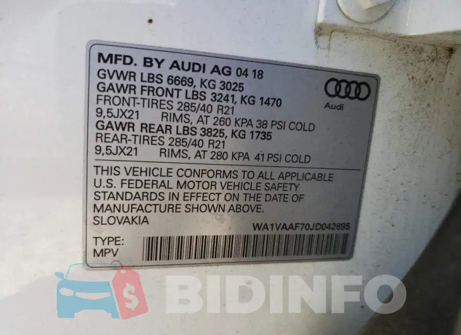 WA1VAAF70JD042895 Photo# 13
