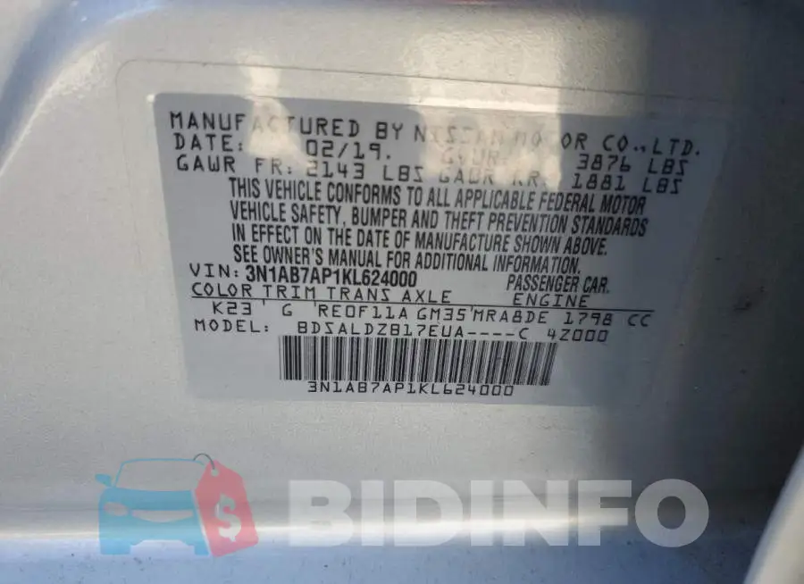 3N1AB7AP1KL624000 Photo# 10