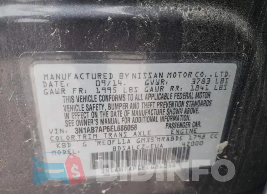 3N1AB7AP6EL686058 Photo# 13