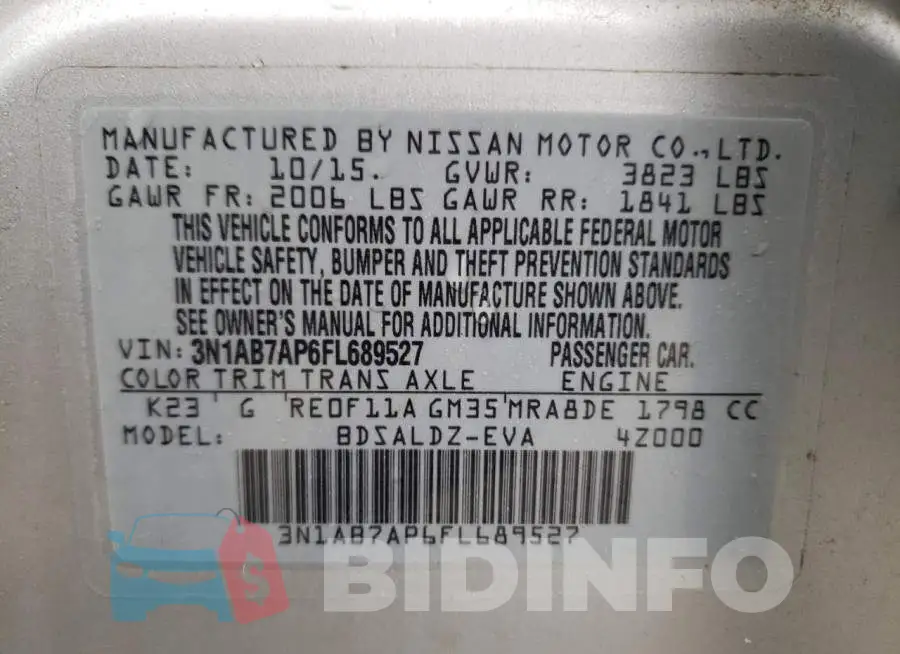 3N1AB7AP6FL689527 Photo# 12