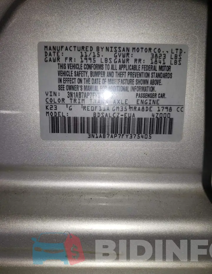3N1AB7AP7FY375405 Photo# 13