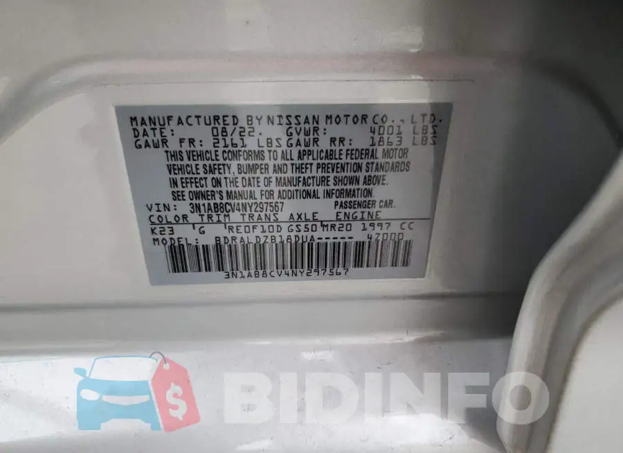 3N1AB8CV4NY297567 Photo# 12