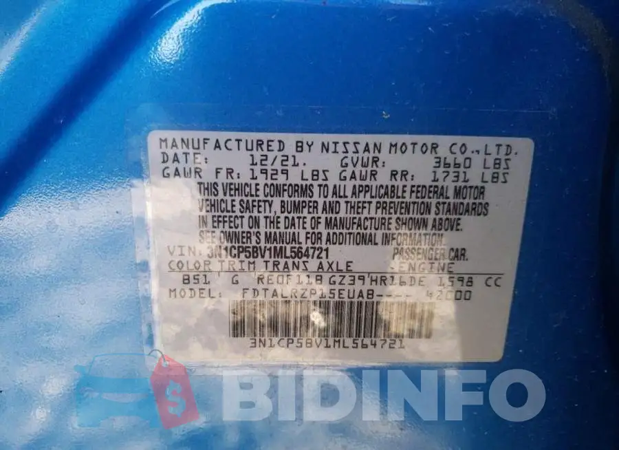 3N1CP5BV1ML564721 Photo# 13