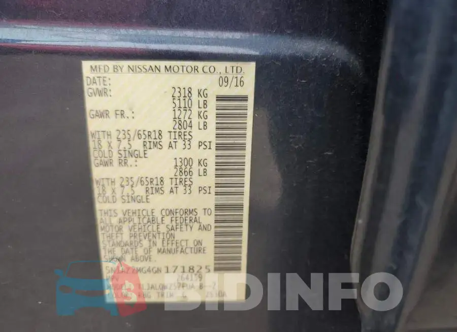 5N1AZ2MG4GN171825 Photo# 10