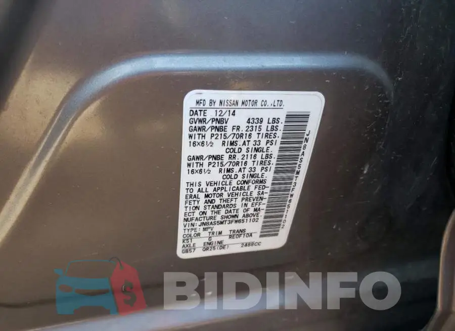 JN8AS5MT3FW651102 Photo# 12