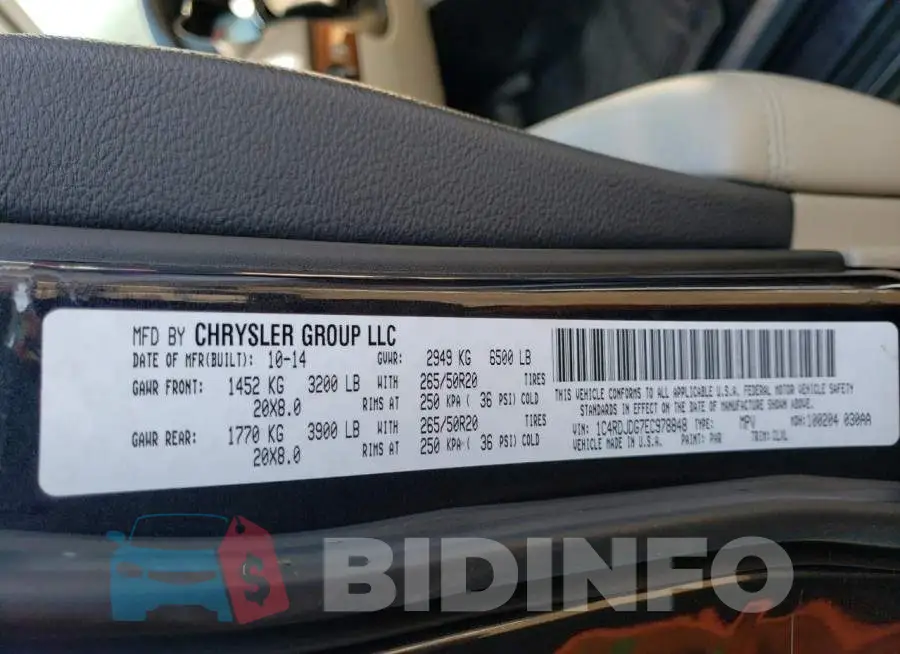 1C4RDJDG7EC978848 Photo# 13
