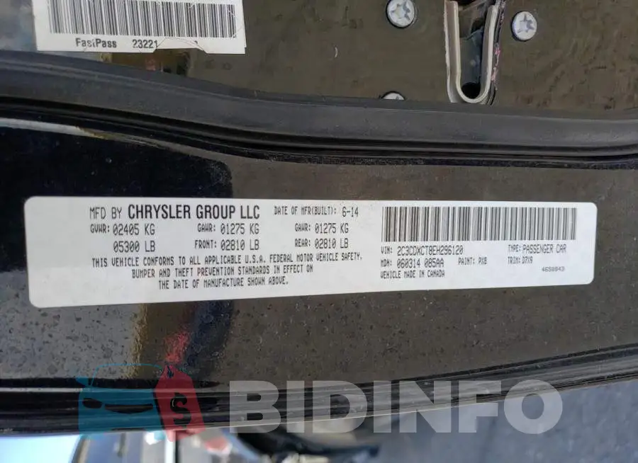 2C3CDXCT8EH296120 Photo# 12