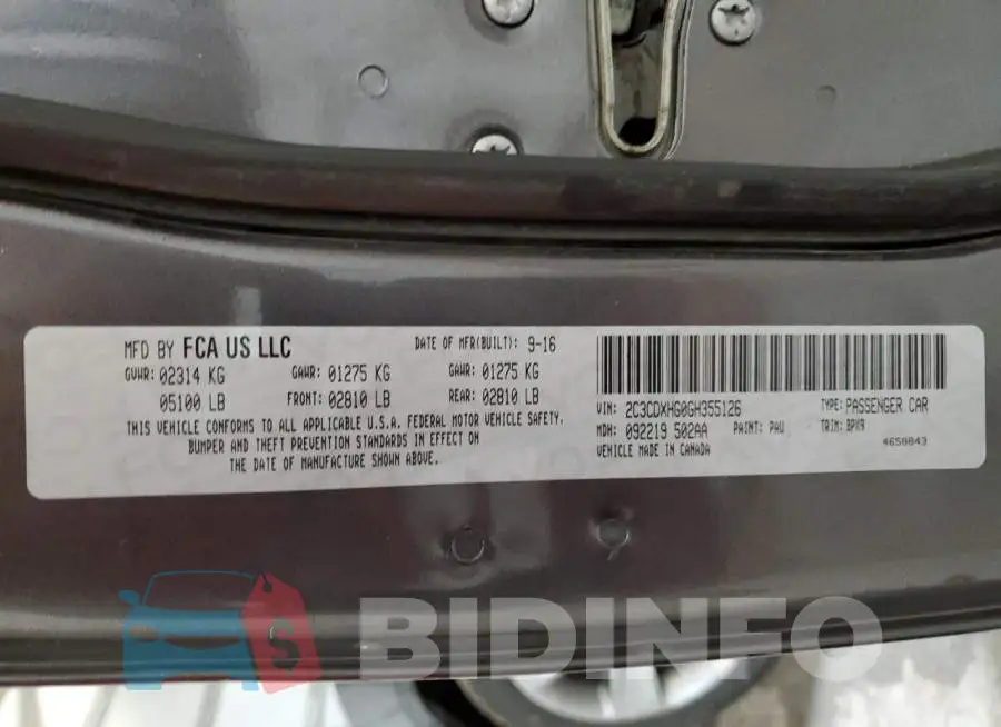 2C3CDXHG0GH355126 Photo# 13