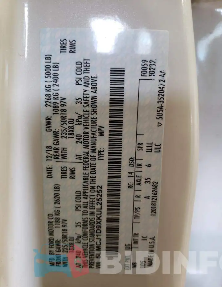 5LMCJ1D9XKUL25252 Photo# 10