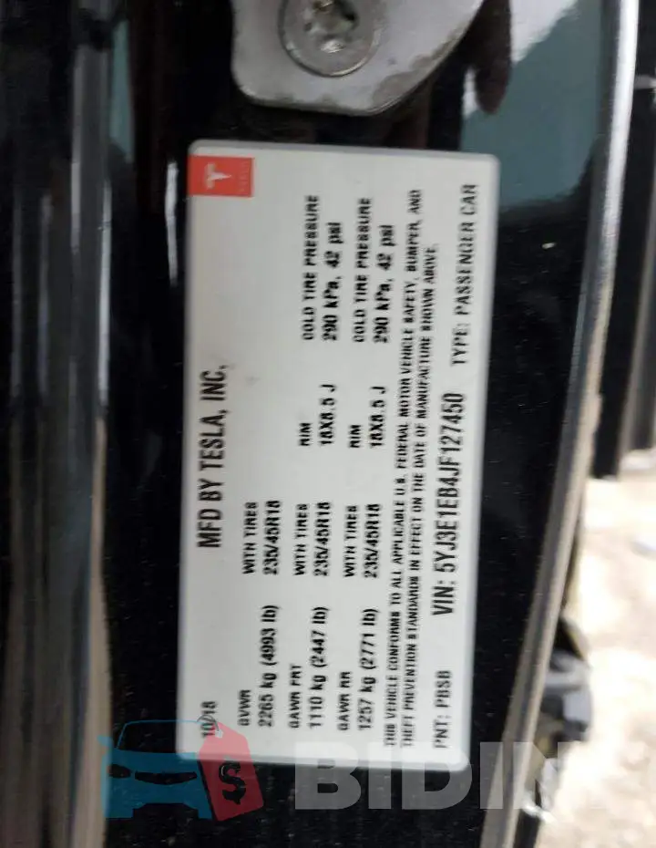 5YJ3E1EB4JF127450 Photo# 12