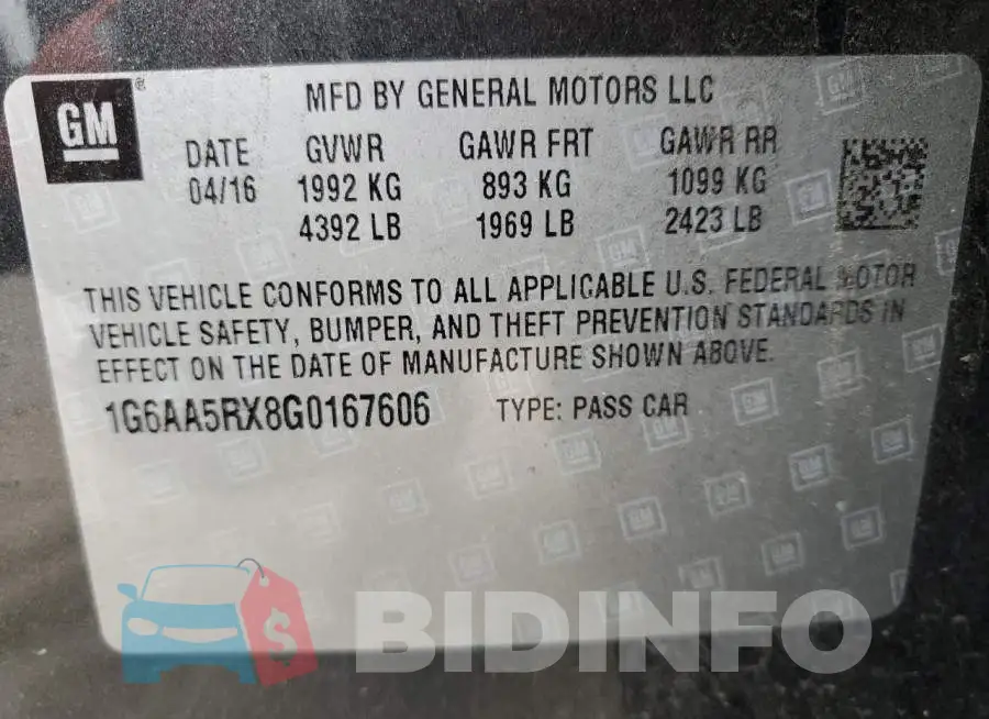 1G6AA5RX8G0167606 Photo# 13