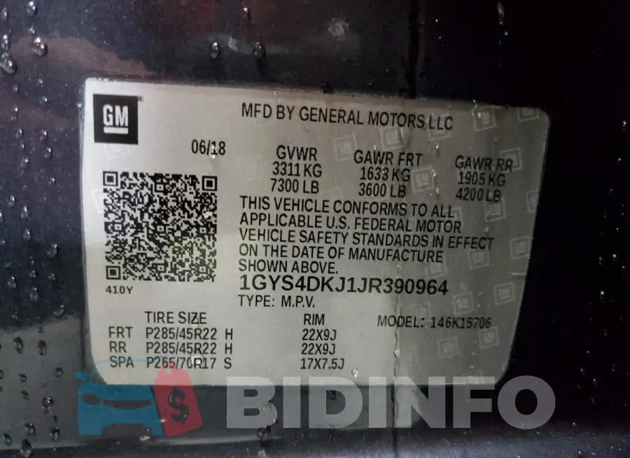1GYS4DKJ1JR390964 Photo# 13