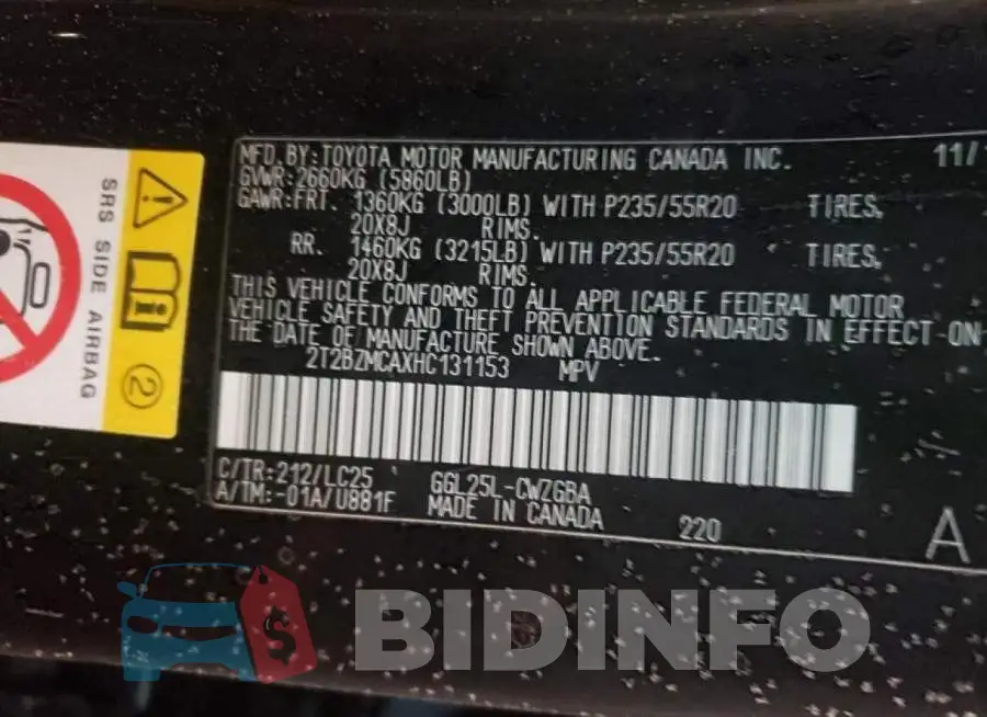 2T2BZMCAXHC131153 Photo# 14