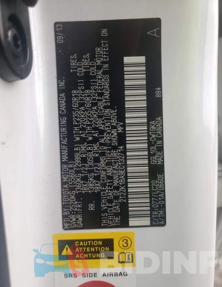 2T2ZK1BA9EC132714 Photo# 10