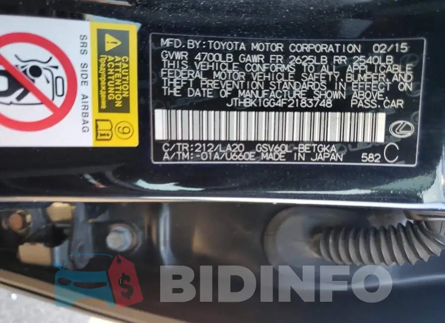 JTHBK1GG4F2183748 Photo# 12