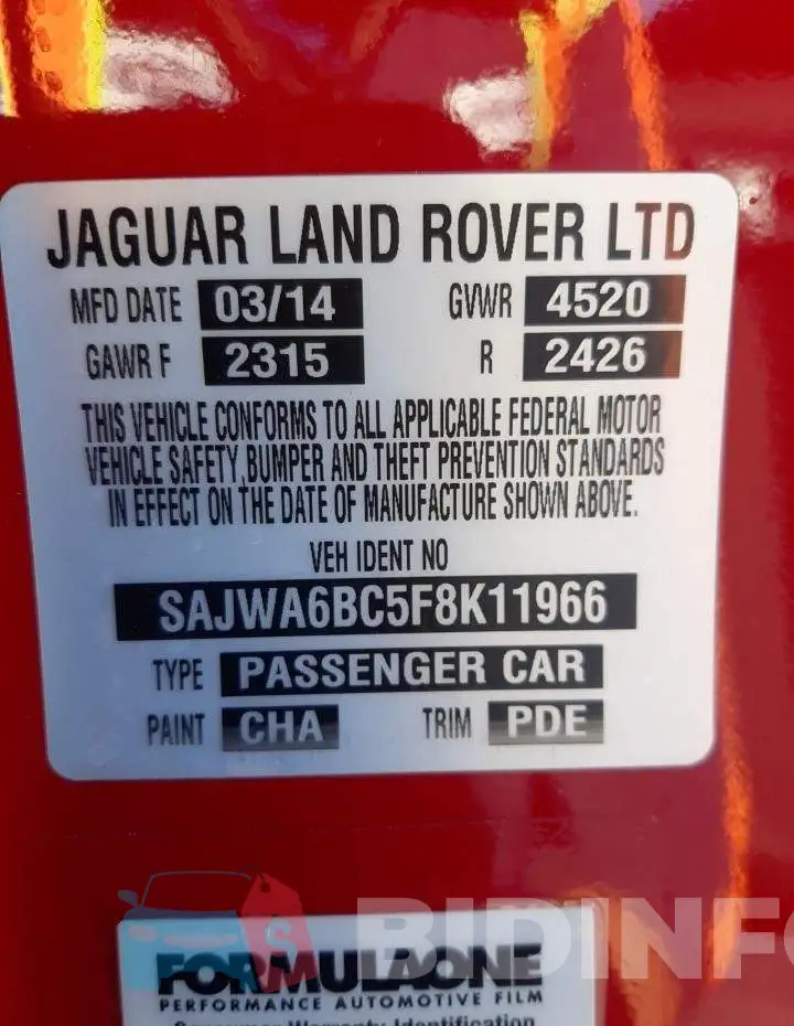 SAJWA6BC5F8K11966 Photo# 13