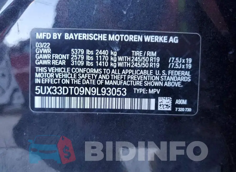 5UX33DT09N9L93053 Photo# 13