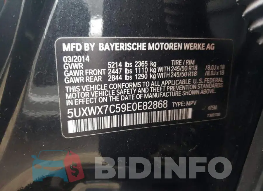 5UXWX7C59E0E82868 Photo# 13