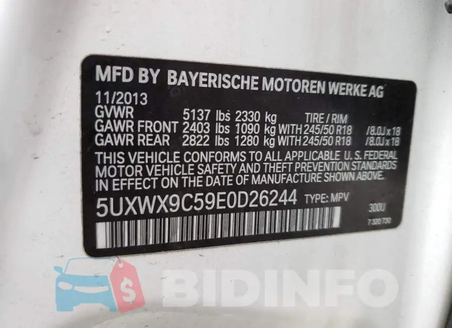 5UXWX9C59E0D26244 Photo# 13