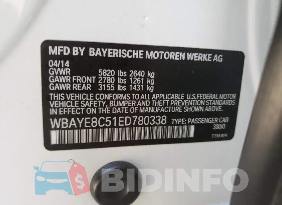 WBAYE8C51ED780338 Photo# 10