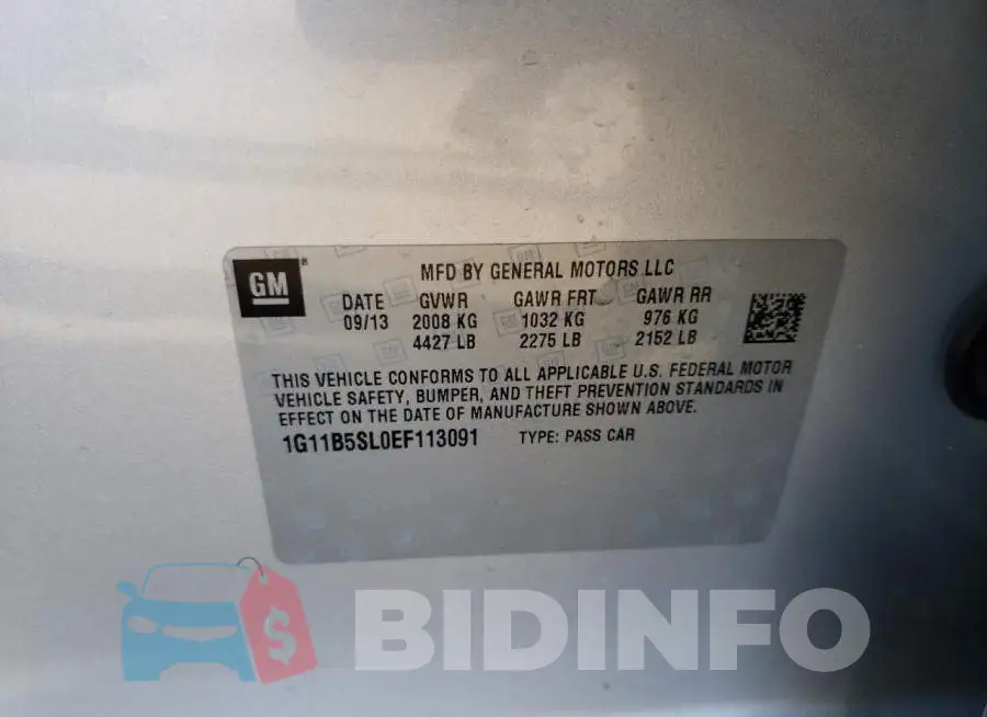 1G11B5SL0EF113091 Photo# 12