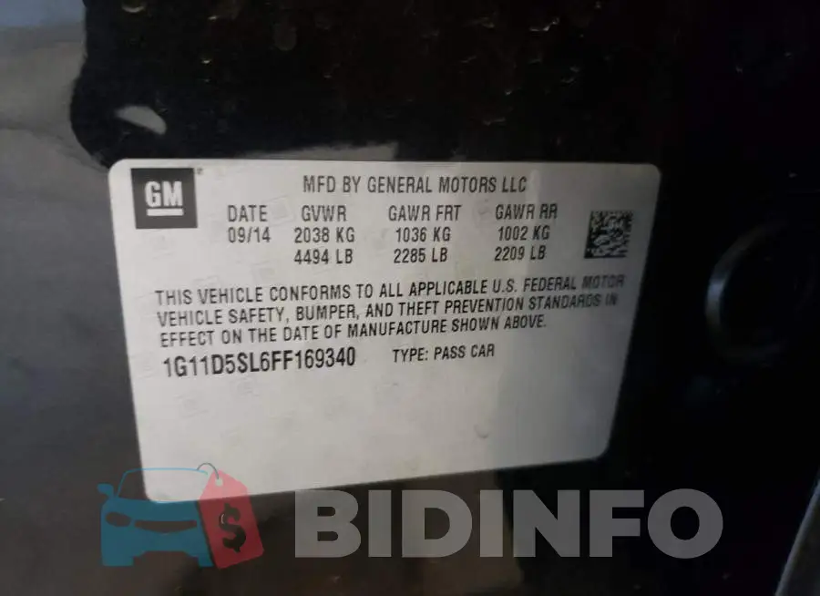 1G11D5SL6FF169340 Photo# 10