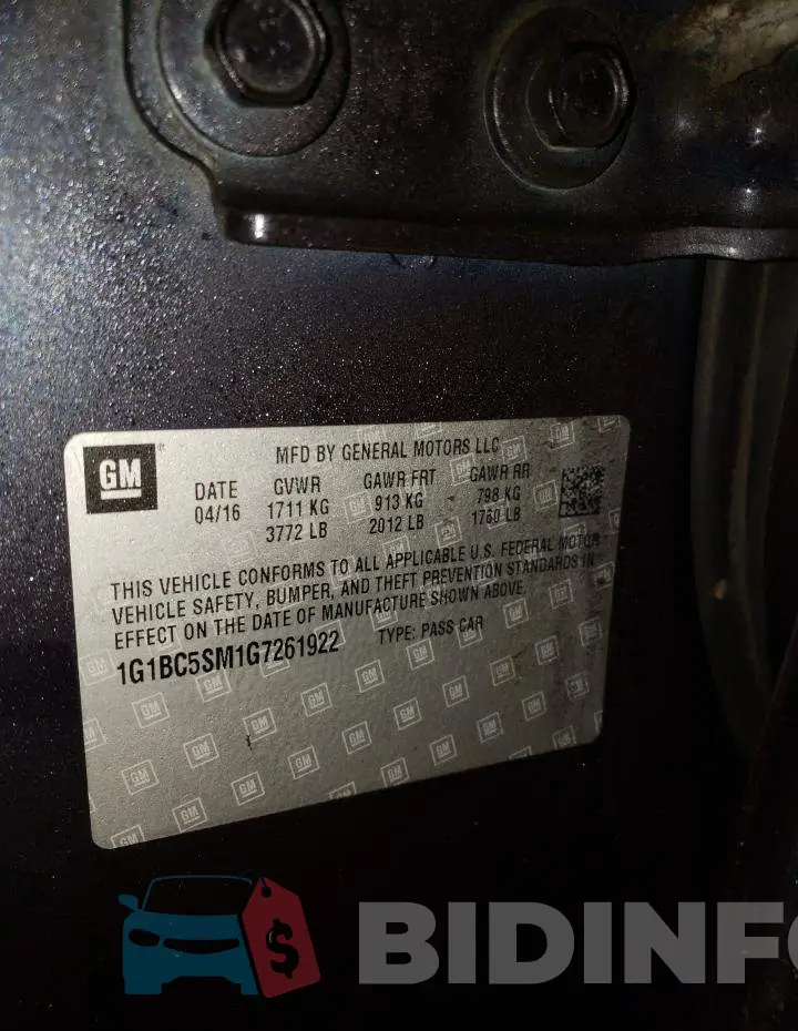 1G1BC5SM1G7261922 Photo# 12