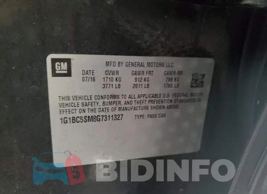 1G1BC5SM8G7311327 Photo# 12