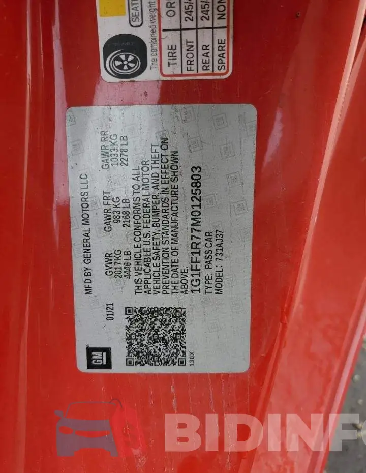 1G1FF1R77M0125803 Photo# 14