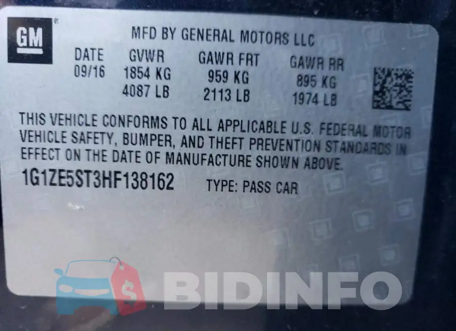 1G1ZE5ST3HF138162 Photo# 10