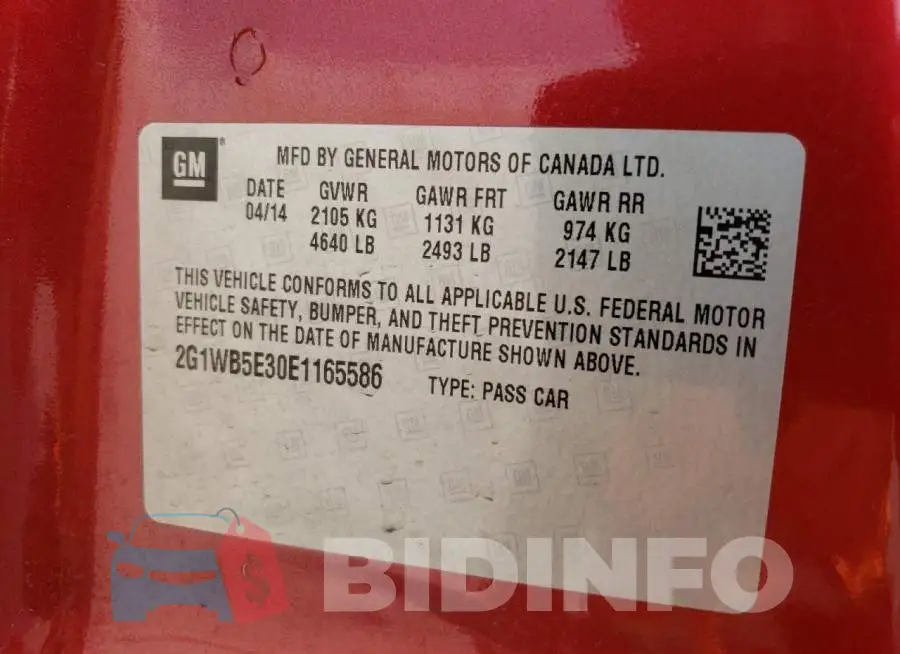 2G1WB5E30E1165586 Photo# 12