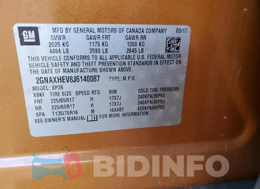2GNAXHEV8J6140087 Photo# 13