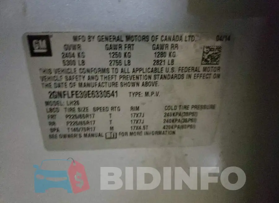 2GNFLFE39E6330541 Photo# 13