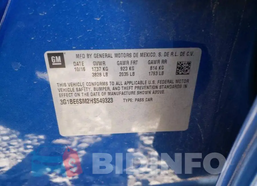 3G1BE6SM2HS549323 Photo# 12