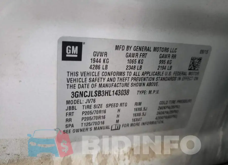3GNCJLSB3HL143038 Photo# 12