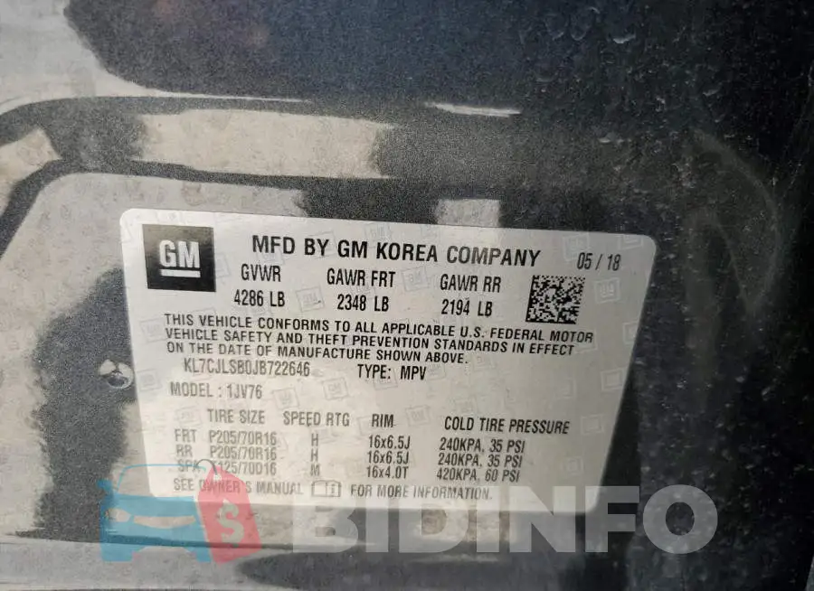 KL7CJLSB0JB722646 Photo# 10