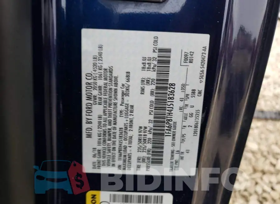 1FA6P8TH4J5183628 Photo# 12