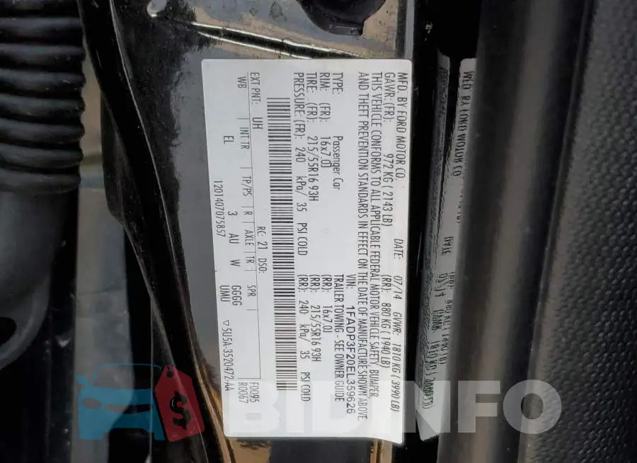1FADP3F20EL359626 Photo# 10
