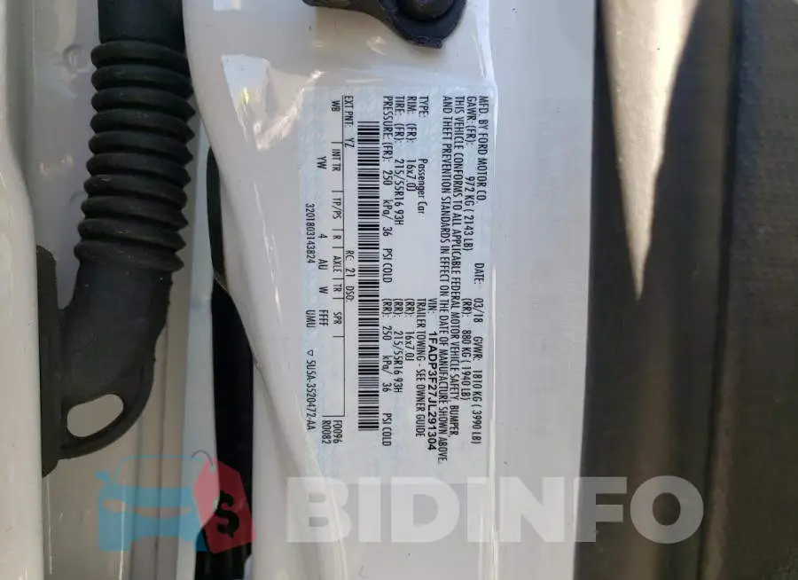 1FADP3F27JL291304 Photo# 12