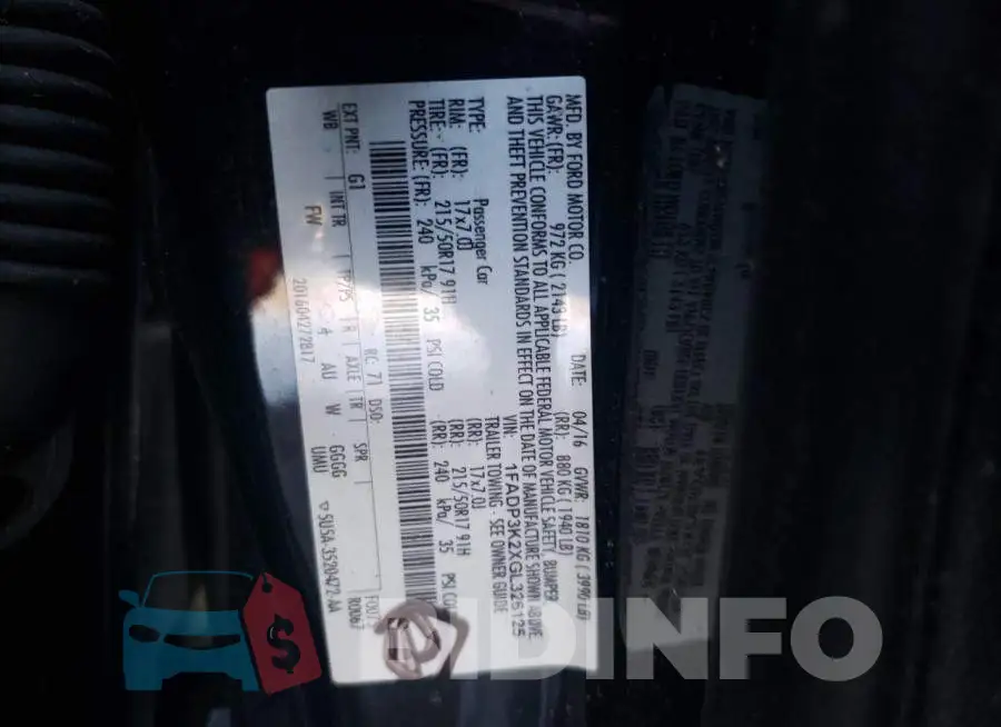 1FADP3K2XGL326125 Photo# 12
