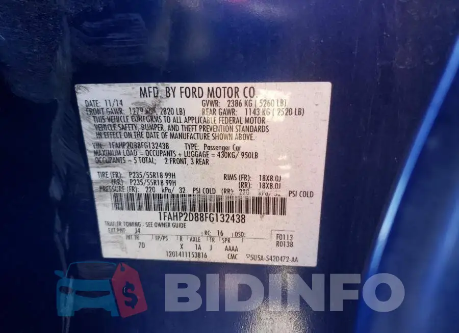1FAHP2D88FG132438 Photo# 10