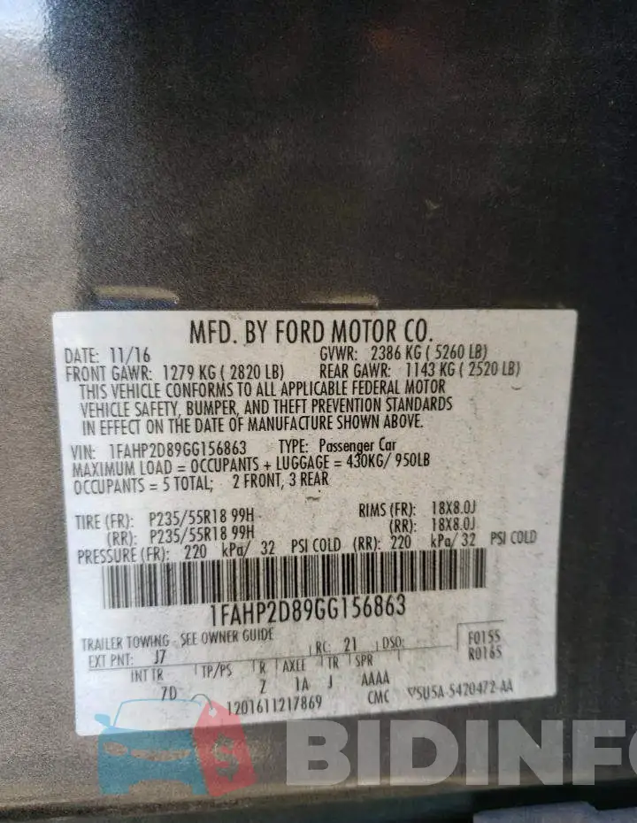 1FAHP2D89GG156863 Photo# 12